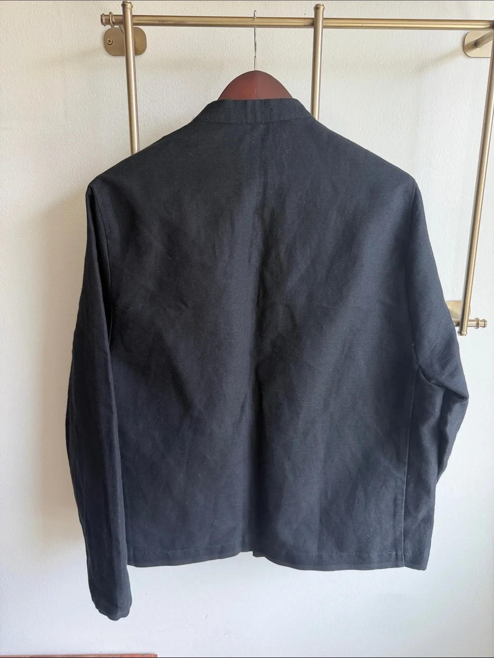 ๐SALE๐ ZARA ๐ SINGLE BUTTON LINEN BLAZER ๐ BLACK ๐ LRG / 42R - Picture 9 of 11